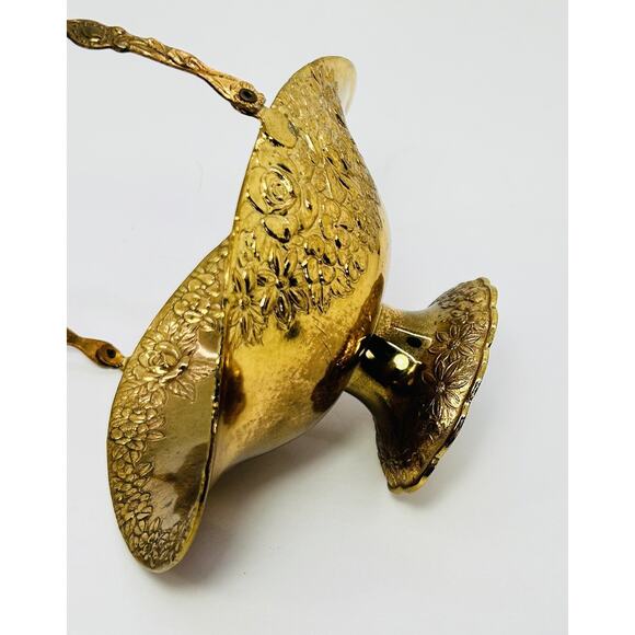 Holiday Imports Gold Plated Metal Basket with Handle Pedestal Floral Decor - Picture 6 of 10